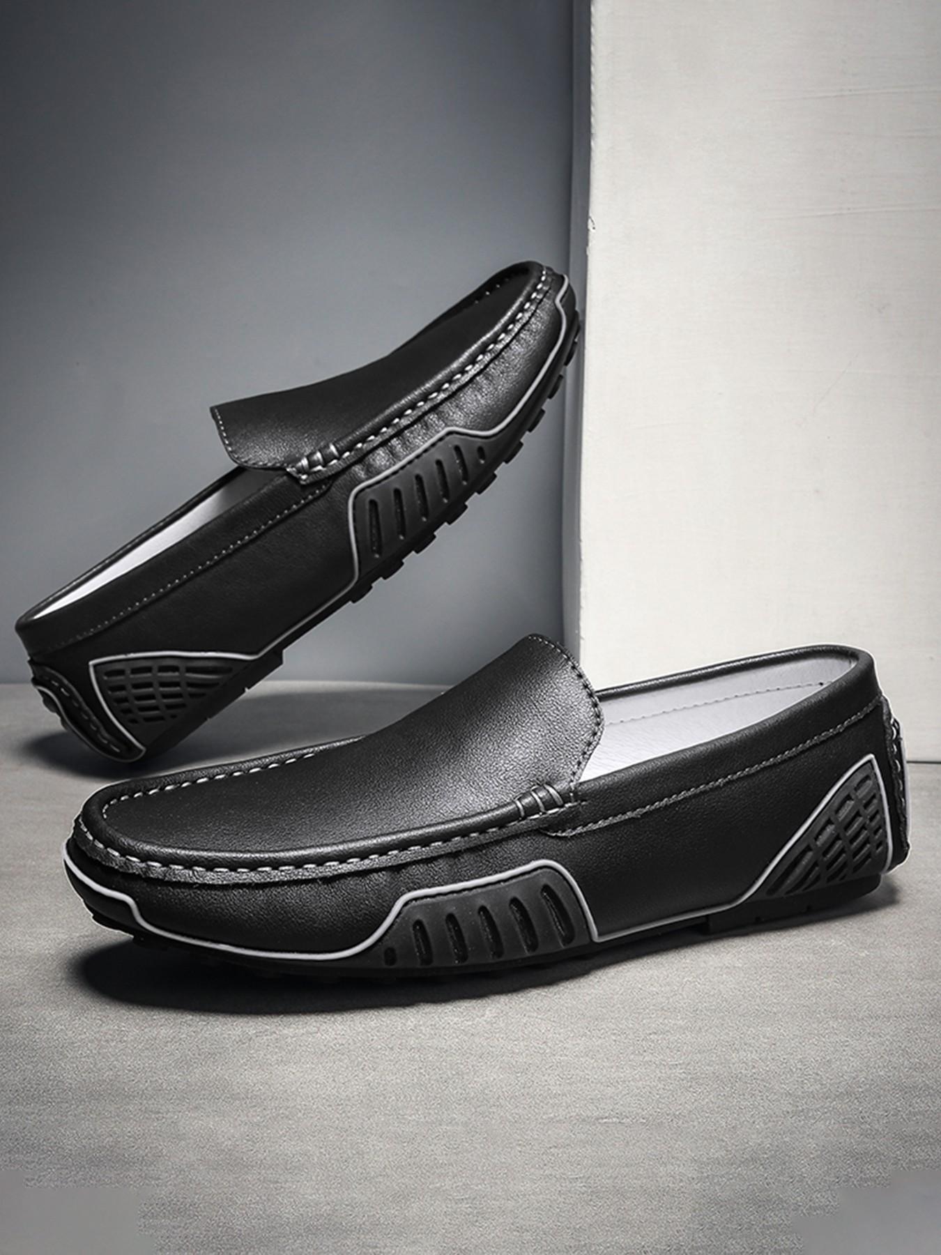 Men's Loafers, High-Quality Leather Upper, Flat Slip-On Men's Shoes, Fashion Casual Walking Shoes, Perfect for Weddings and Parties, Fashionable Loafers