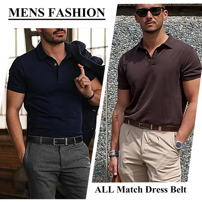 2-Pack Genuine Leather Ratchet Belts For Men Adjustable Belt Men's Dress Belt With Alloy Automatic Buckle 2-Pack Genuine Leather Ratchet Belts For Men Adjustable Belt Men's Dress Belt With Alloy Automatic Buckle