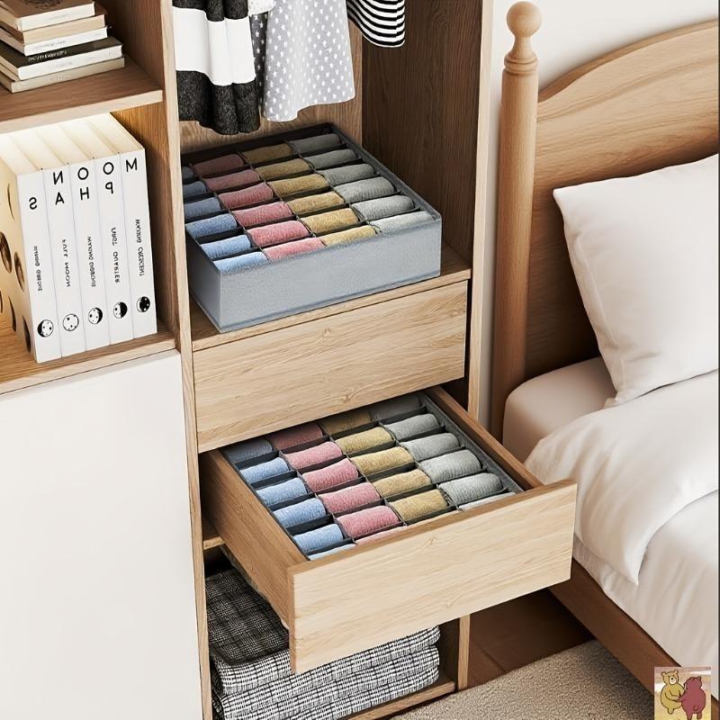 Foldable storage box - a vertically designed wardrobe storage box that saves space for storing underwear, socks, bras, and accessories - perfect for wardrobes, drawers, bathrooms, and offices - gray, clothes storage box, drawer storage box