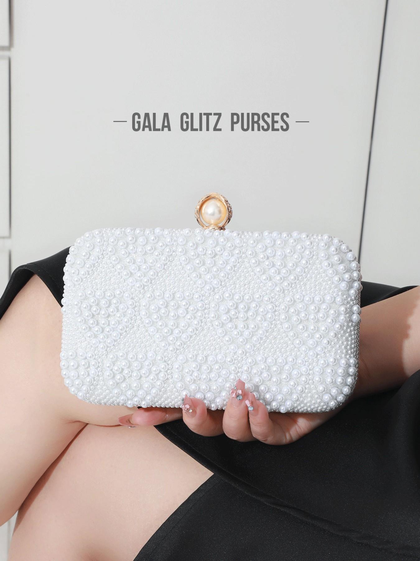 Elegant Pearl Rhinestone Handbag, Evening Party Wedding Bag, Sparkling Chain Design, Luxury Women's Clutch, Perfect for Special Occasions