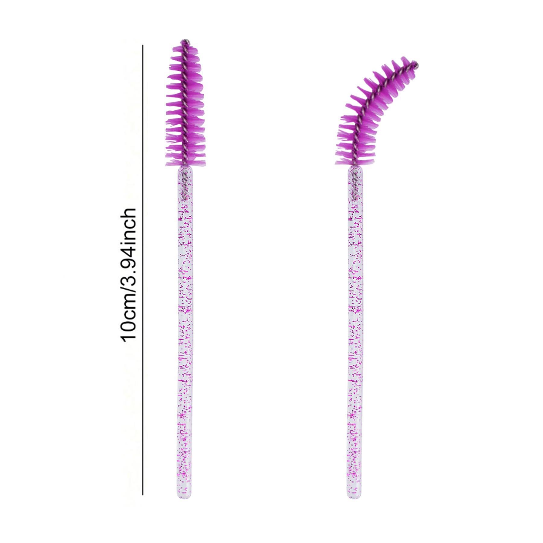 200/100/50/10pcs Eyelash Brushes with Container, Bendable Disposable Brow Wands, Crystal Castor Oil Brush for False Lashes, Cosmetic Brush