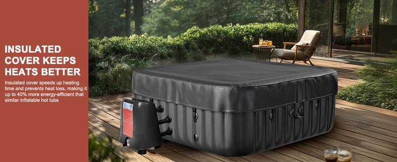 MOPHOTO Inflatable Hot Tub, 73"X73"X25" Portable Blow Up Hot Tub for 4-6 Person, Square Outdoor Spa with 130 Bubble Jets and Heater Pump, Filter Durable inflatable pool