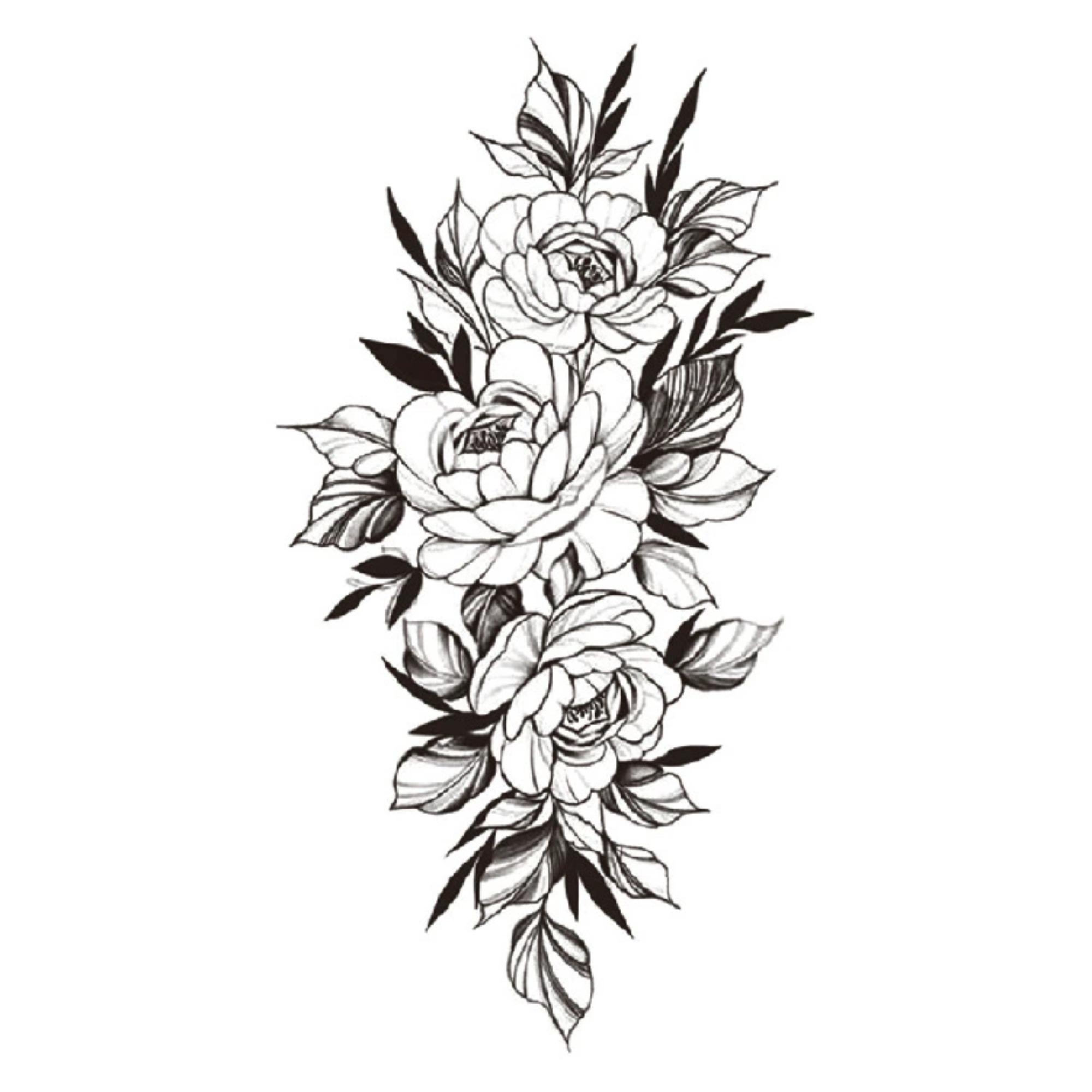 9pcs Death Skull Flower Temporary Tattoo For Women Girls Snake Bird Peony Tattoo Sticker Black Fake Blossom Sexy Tatoo Transfer Adult