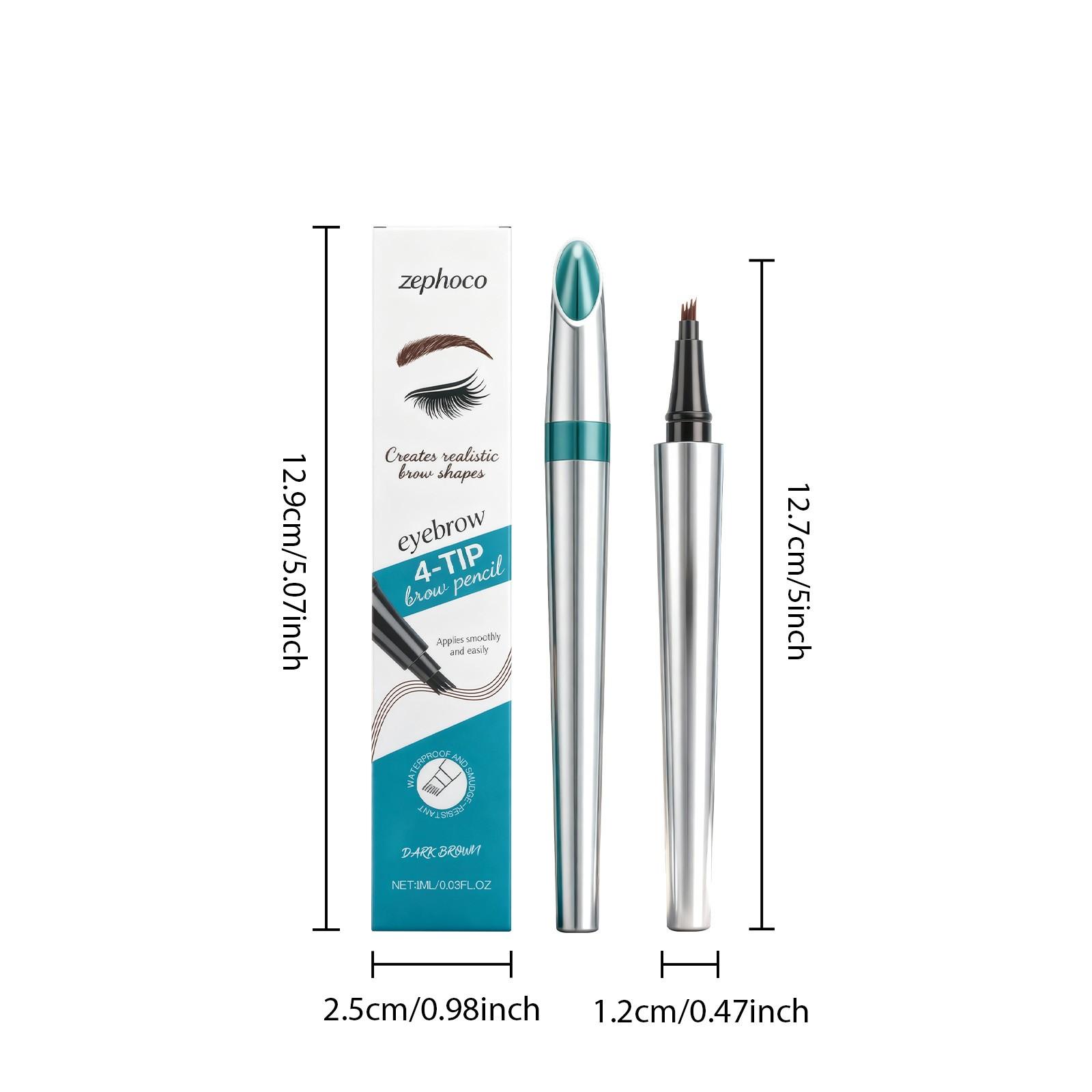 zephoco Dark Brown 4-Tip Brow Pen✨Smudge-proof Waterproof Sweat-proof Precisely Sculpted Brows 3D Wild Brow