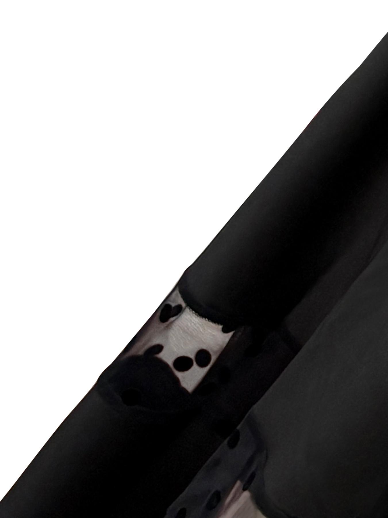 Spring Summer New Women's Elegant Solid Color Dress, Round Neck Short Sleeve Mesh Polka Dot Patchwork, Waist Cinched Slim Fit Midi Dress