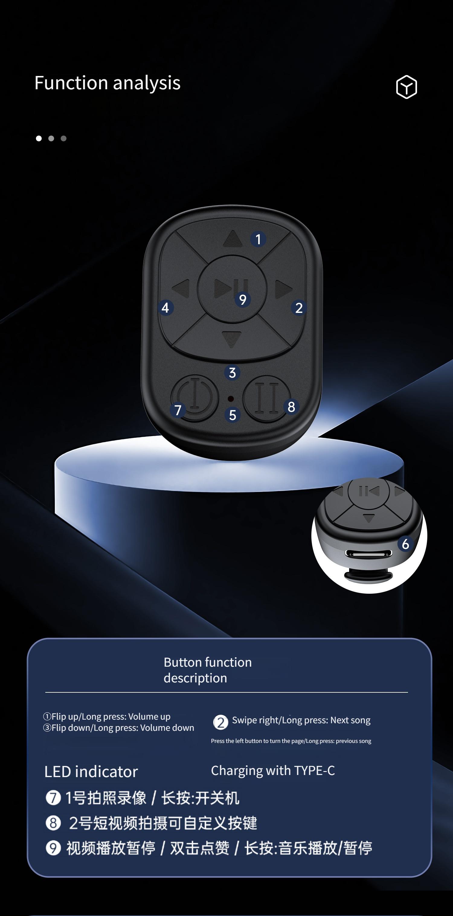 TikTok Scroll Ring - Bluetooth Remote for TikTok Clips & Tunes, iPhone Compatible Fingertip Wireless Bluetooth Controller, Perfect for iPad, iOS and Android, with Live Camera Shutter