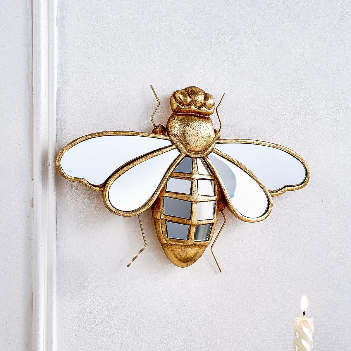 Creative Resin Bee Wall Hanging Decor, Interior Wall Decor, Home Decoration Craft, Mirror Surface Design, Perfect for Insect Enthusiasts & Parties