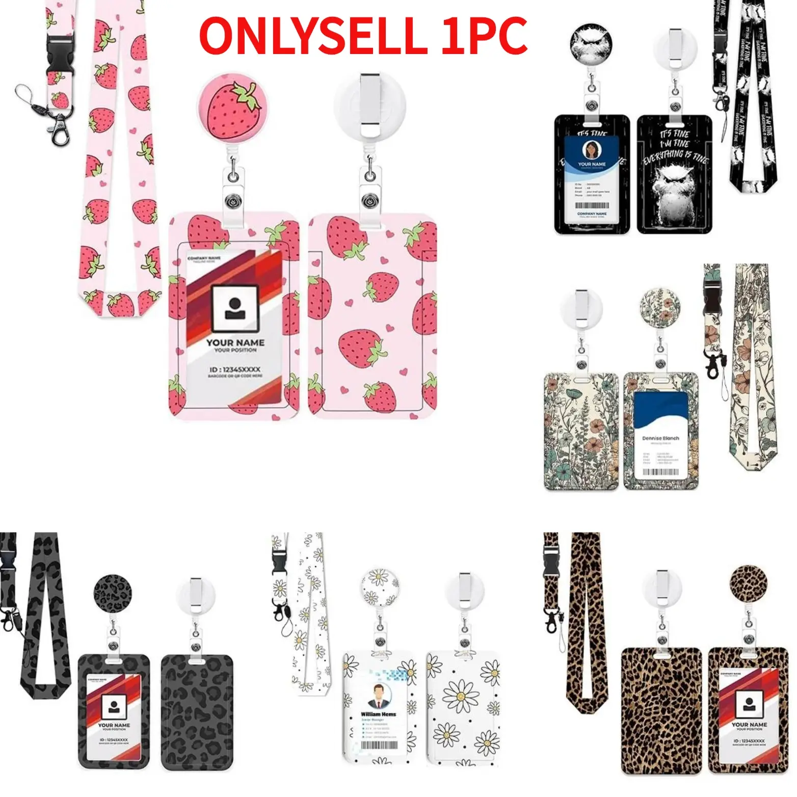 Bowknot Pattern ID Badge Holder Set, Medical Badge Holder with Lanyard & Retractable Reel, Personalized Lanyard, Office Gadget, Funny Gift