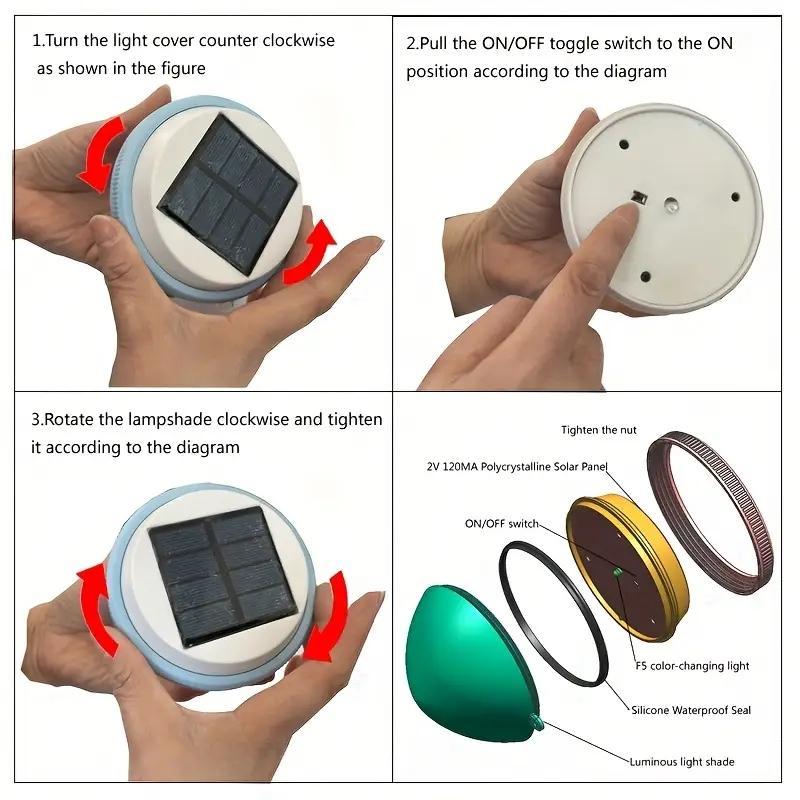 Solar Powered Floating Pool Light, LED Night Light, Automatic Charging & Lighting, Color Changing Pool Light, Garden & Patio Decoration Supplies