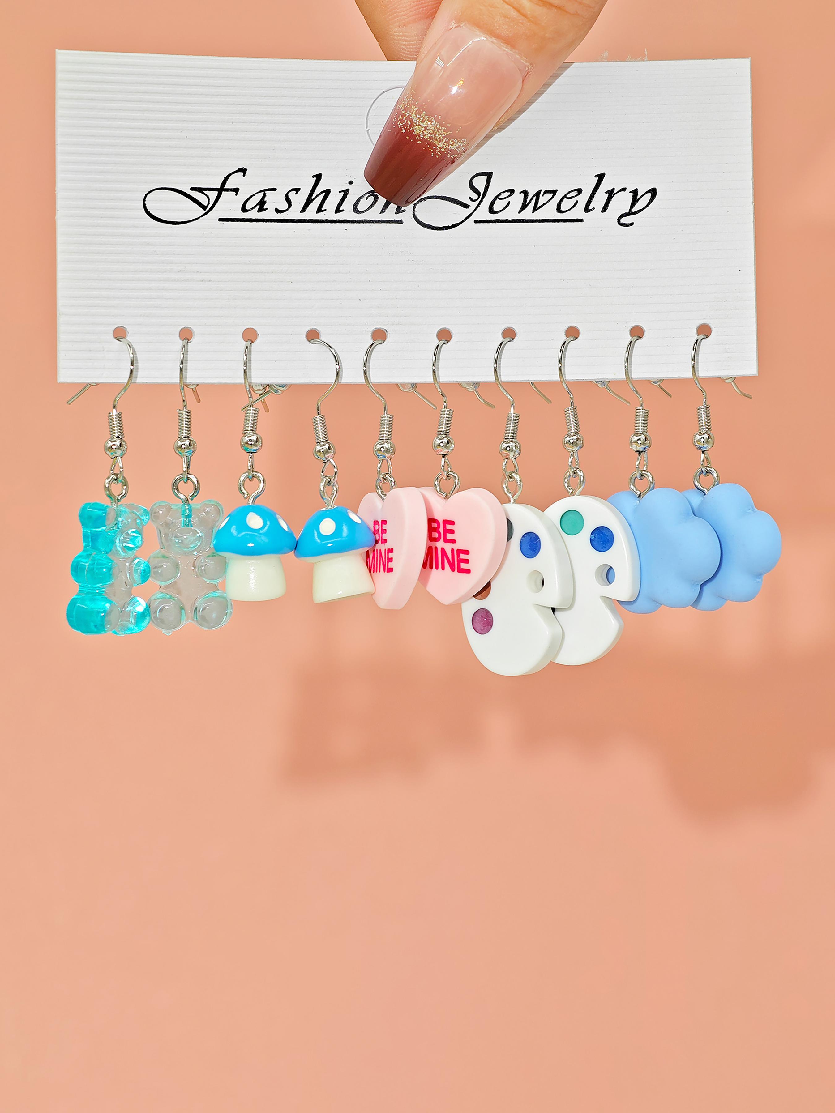 40pcs Colorful Women's Earring Set, Ocean Life Fruit Mini Style, Daily Wear Jewelry, Cute Design, Dangle Earrings, All Seasons