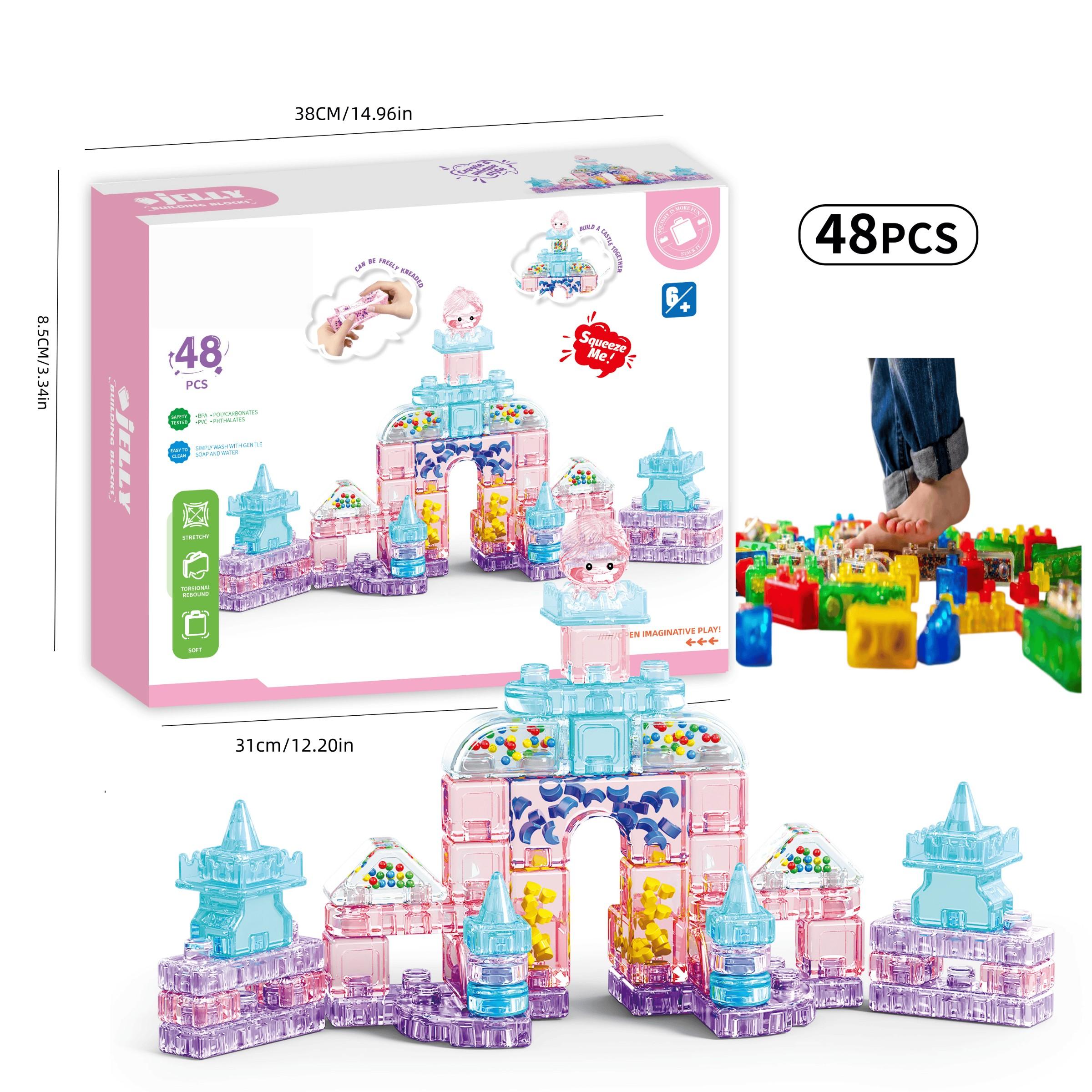 48-piece extruded and stretched soft building blocks, sensory soft building blocks, children's jelly building block set