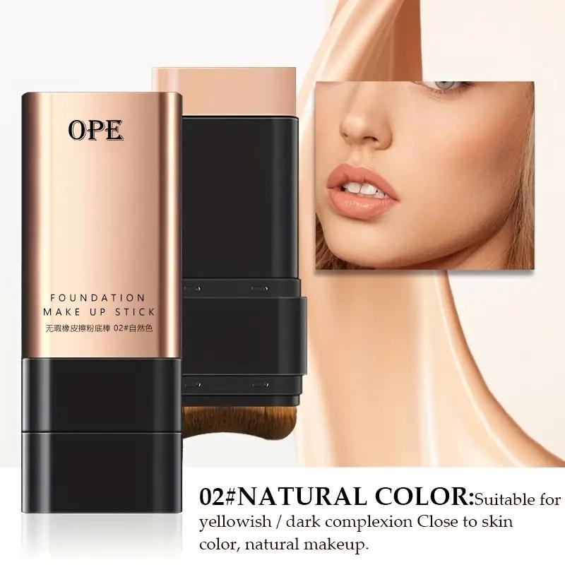 Double-Ended Moisturizing Makeup Foundation Stick with Brush, Full Coverage Concealer Cream, Natural Finish, Suitable for All Skin Types, Multiple Colors Available