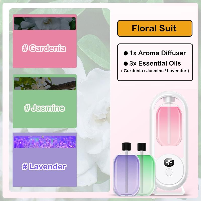 Home Aromatherapy Mist Maker Aroma Diffuser with 3 Essential Oils, Timer Automatic Spray, 5 Spray Modes, USB Charging, Long Battery Life, Multi-Scene Use