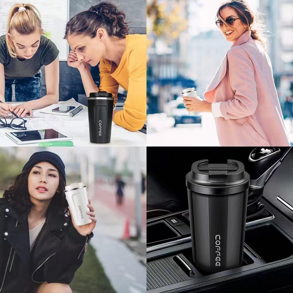 Creative Travel Mug 380ML & 510ML Stainless Steel Vacuum Insulated Reusable Coffee Cup for Car & Outdoor Use