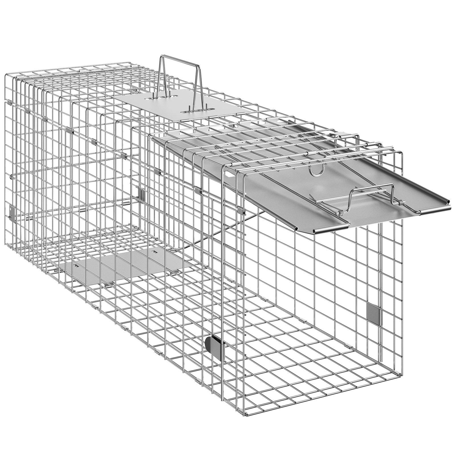 【DealsForYouDays】VEVOR Humane Live Animal Cage Trap, 31x10x12" Galvanized Iron Folding Trap with Handle, for Stray Cats, Raccoons, Groundhogs (Tools & Hardware, Hand Tools Accessory)