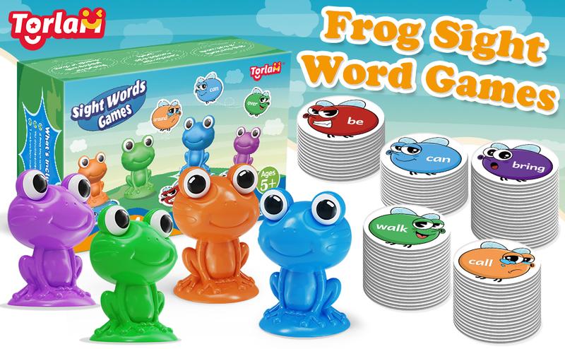 Torlam Sight Word Games,Frog stomp sets, Educational Flash Cards,Homeschool Supplies ,Phonics Learning Games，Family games with multiple participants,Party games,School holidays