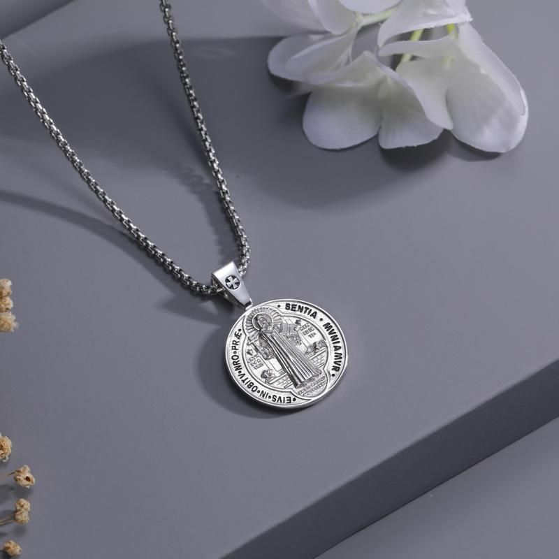 DRINSPER S925 San Benedict Amulet Necklace Sterling Silver Medalla de St Benito Necklace TikTok Shop Black Friday