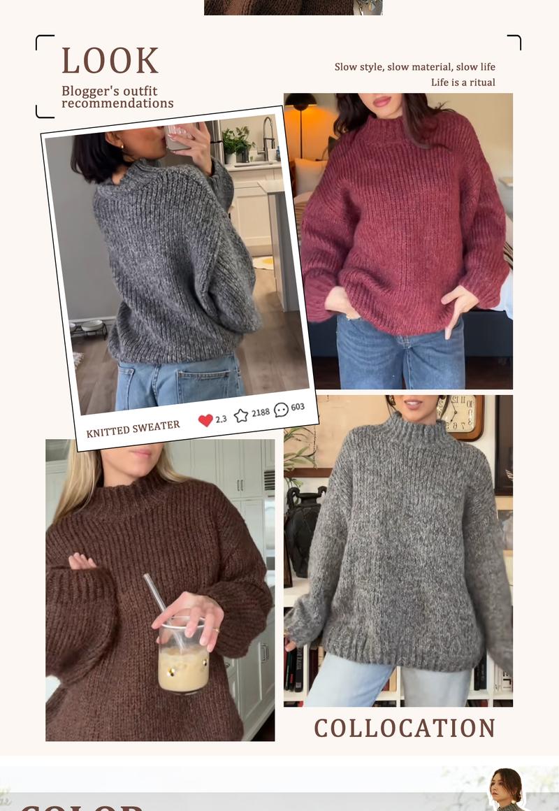 Women's Solid Drop Shoulder Knit Sweater, Casual Long Sleeve Jumper for Fall, Fashion Ladies' Knitwear for Daily Wear