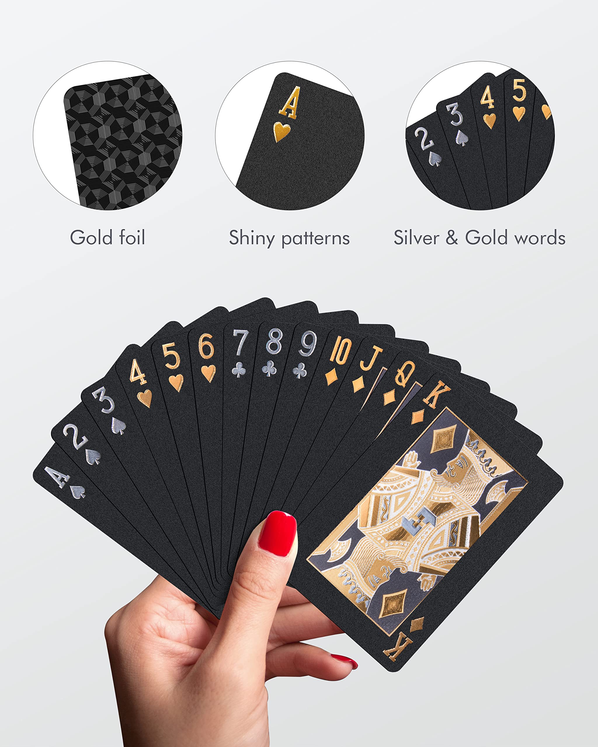 Diamond Waterproof Black Playing Cards, Poker Cards, HD, Deck of Cards
