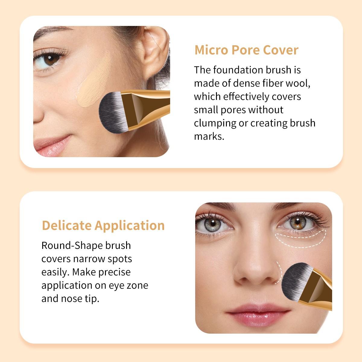 Maange 3 Piece Makeup Brush Set, Foundation Brushes, Cosmetic Tool Kit, Essential Beauty Tools, Perfect for Daily Use