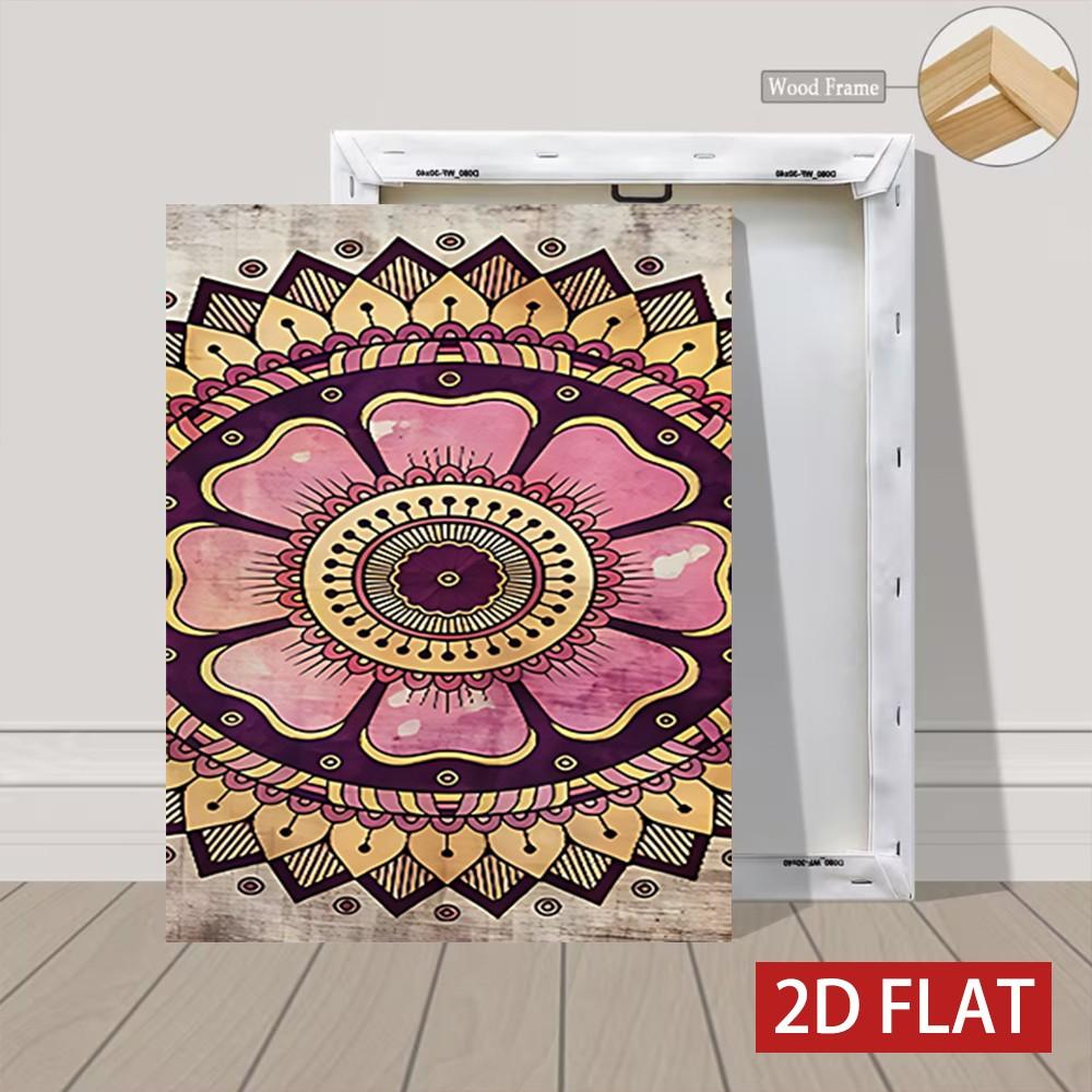 3pcs Mandala Pattern Decorative Wall Art, Vintage Style Wooden Frame Canvas Prints, Living Room Sofa Background, Home/bed & Breakfast/office Decoration