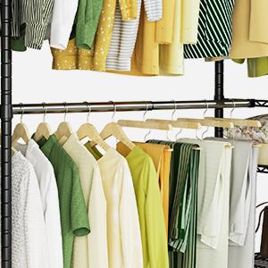 Ulif E1 Heavy Duty Closet Garment Rack, 6 Tiers Adjustable Metal Freestanding Expandable Clothing Storage with 4 Hanger Rods, Easy to Assemble Wardrobe  Organiser Steel