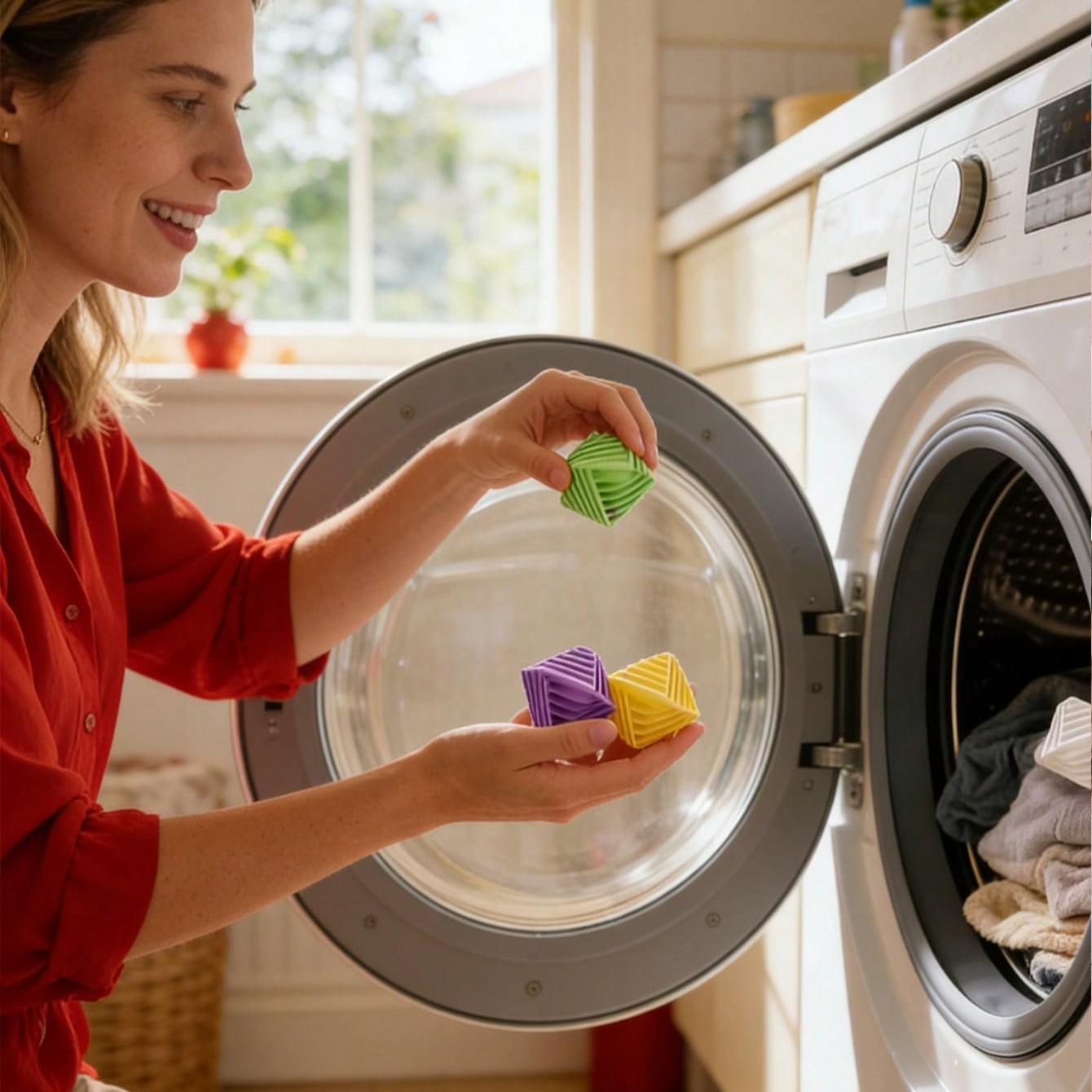 4 Reusable Anti-Shrink Laundry Balls, Ideal for Dryer, Bathroom, Home, Travel, Apartment, Hotel, Durable and Effective