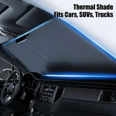 Portable Thermal Insulation Front Windshield Sun Shade, Exterior Car Accessory, Sunshade for Car Outside, Windshield Cover Compatible with Cars, SUVs, Trucks, Automotive Glass Sunshade #GLOBAL PICKS