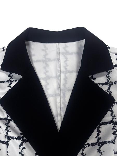 Women's Plaid Print Blazer Jacket & Skirt Set, Casual Elegant Color Block Lapel Design, Long Sleeve Office Wear, Two-Piece