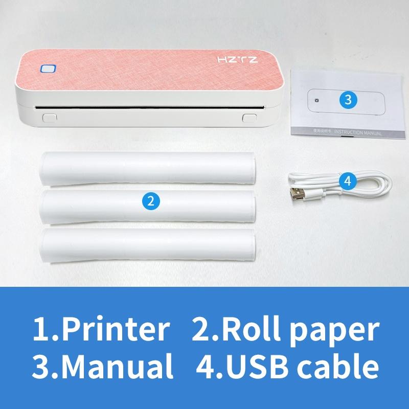 Portable Inkless Thermal Printer, A4 Size, Prints Documents & Labels, Wireless Connection, USB Charging, Ideal for Travel & Office
