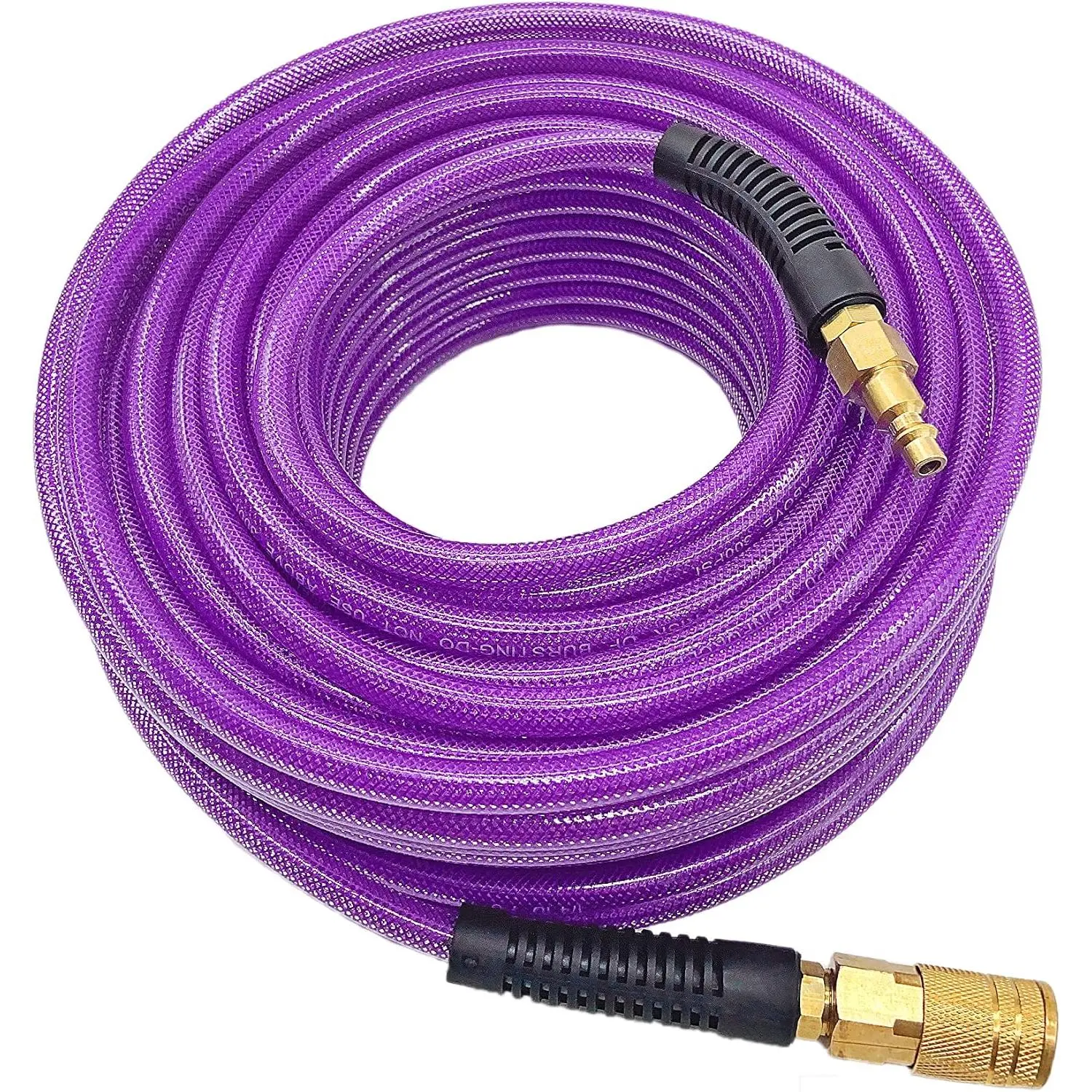 Polyurethane(PU) 1/4-Inch x 100FT Reinforced,Air Hose with 1/4” Swivel Industrial Quick Coupler and Plug,Bend Restrictor,