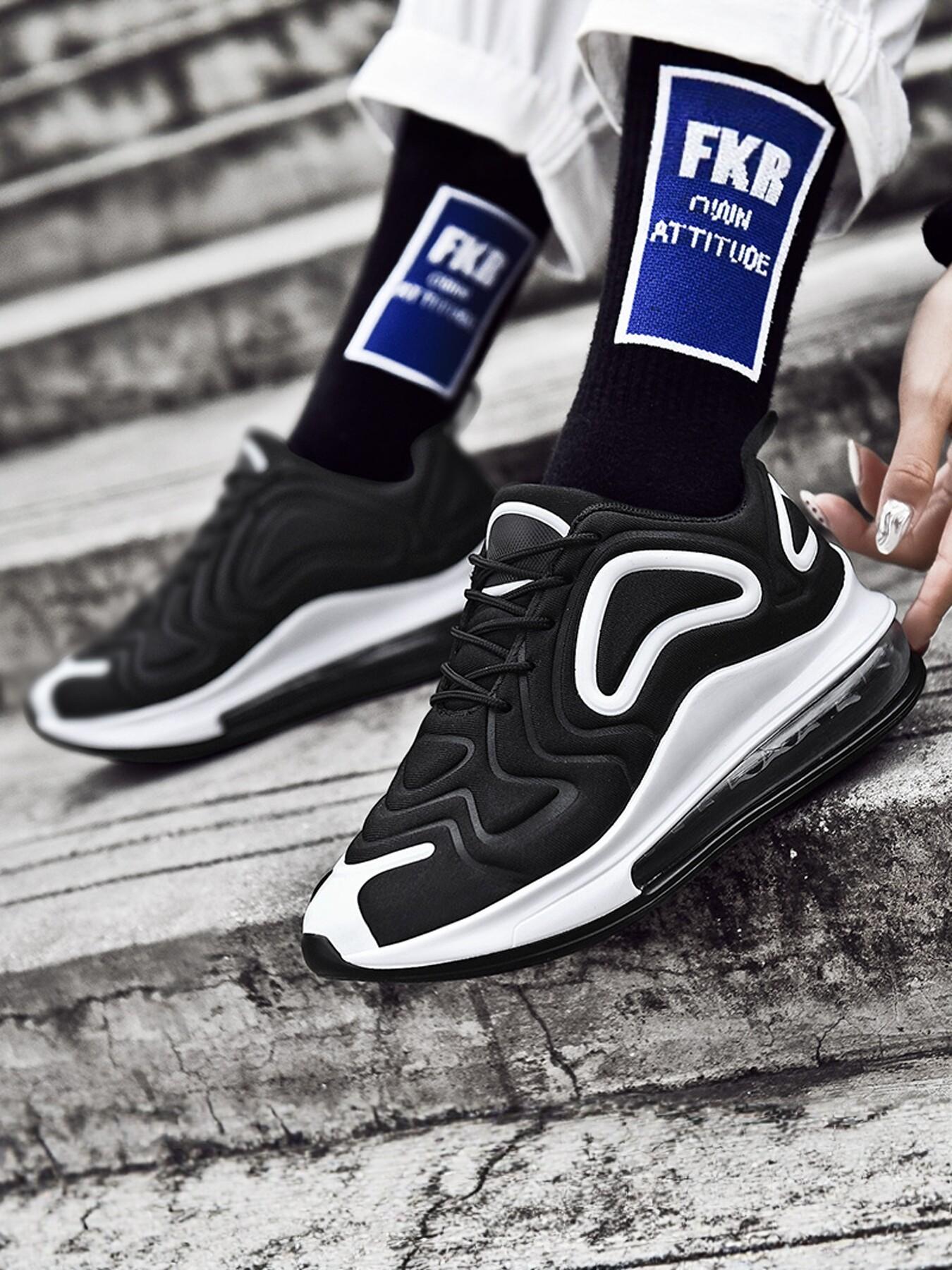 Men's Full Foot Air Cushion Sports Shoes, Comfortable Lightweight Breathable Anti-Slip Shock Absorption Running Shoes, Casual Outdoor Use