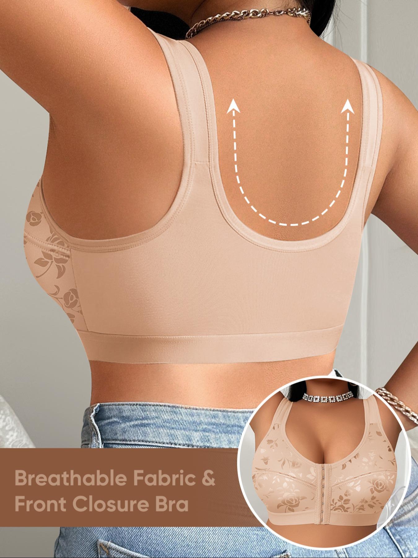 Women's Full Coverage Unlined Wireless Bra Set, Large Size Soft Breathable Underwear, Casual Plain Design, All Seasons Comfort