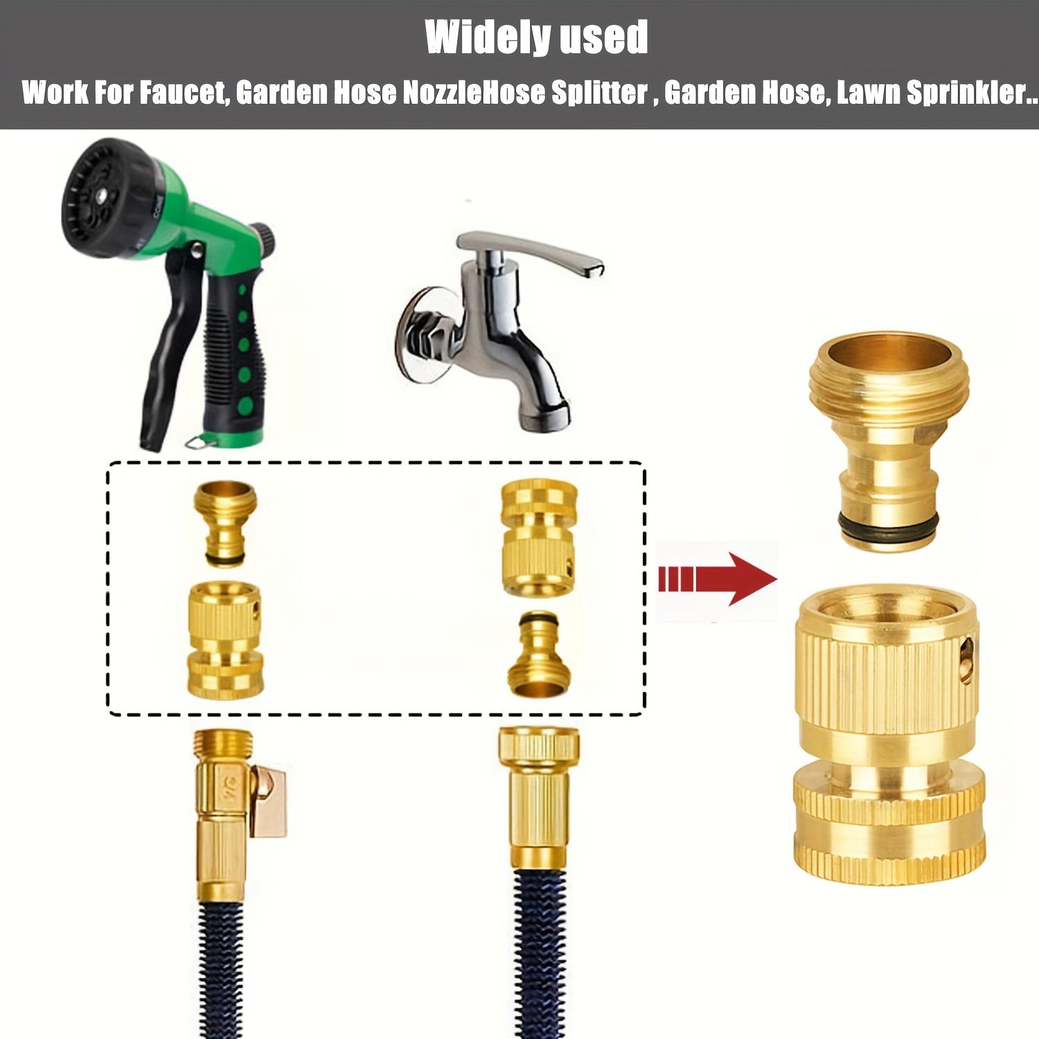 1Set Garden Hose Quick Connector, 3/4 Inch GHT Thread Fitting Brass ...
