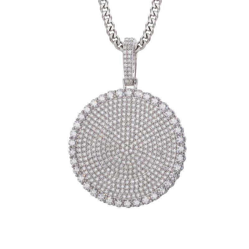 【#P159】Round Pendant UCCIYO Lab-Created Moissanite 925 Sterling Silver Moissanite Pendant Necklace, Round Pendant for Men and Women Hip Hop Jewelry Gift Fashion Accessories