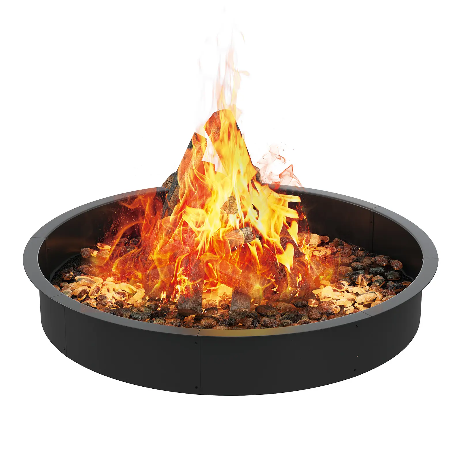 48" / 60" Inner Smokeless Fire Pit Ring for Outdoor, Heavy-Duty Steel Insert Large Round Fire Pit, Outdoor Fireplace Bonfire Pit for Backyard Camping