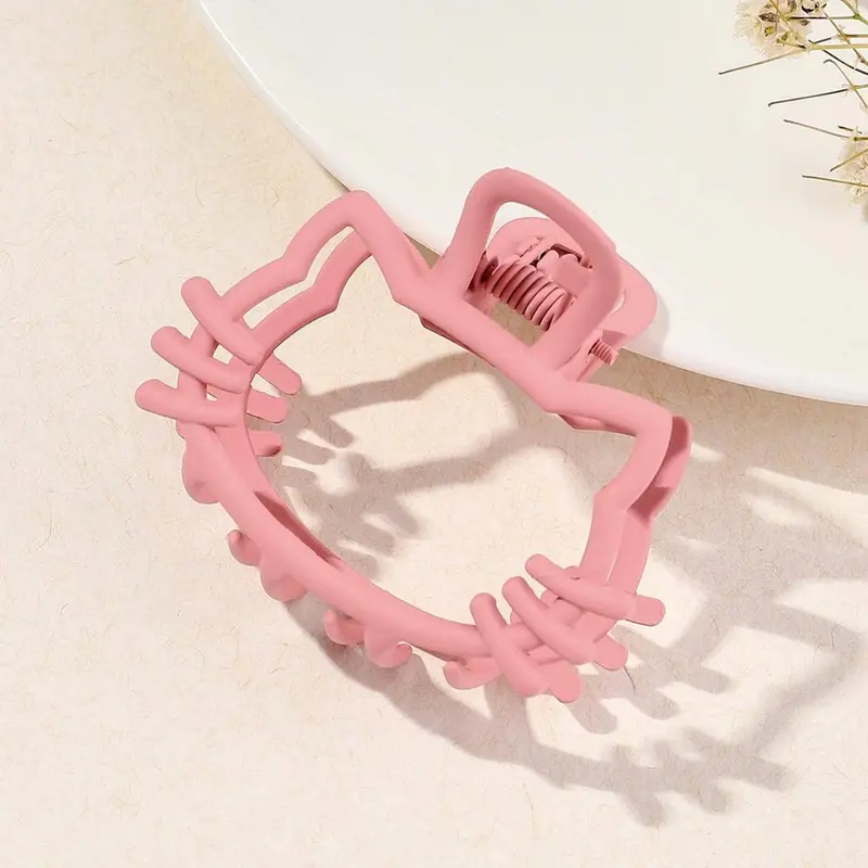 Women's Cute Cat Design Hair Claw, Trendy Plain Color Hollow Out Design Hair Claw, Fashionable Hair Accessories for Women & Girls for Hairstyle Decoration