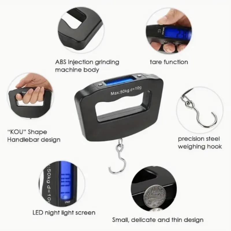Portable Electronic Luggage Scale with Backlit Display, Visibility, Travel Weighing Tool for Suitcases, Accurate Measurement for Airline Compliance