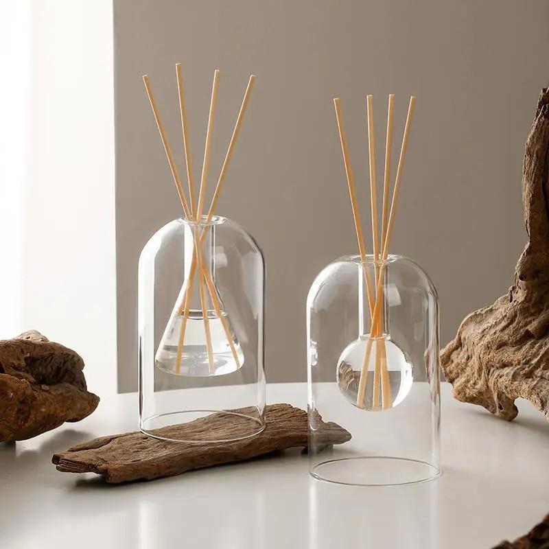 Clear Glass Aromatherapy Diffuser, 1 Count Portable Glass Diffuser Bottle, Modern Desktop Decorative Aromatherapy Scent Diffuser Bottle, Non-Electric Home Fragrance Oil Diffuser for Bathroom, Living Room, Hotel