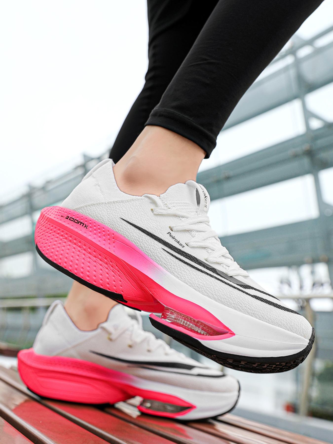 Unisex Sporty Running Shoes, Lightweight Shock Absorption, Breathable Textile Upper, Rubber Sole, Medium Width, All Seasons, Breathable Running Sneakers, Running Training Shoes