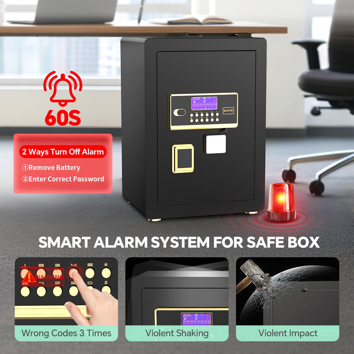 ACTIGER Large Safe Box, Digital Keypad Home Security Safe With Smart Alarm System & Interior Safe Lock Box, for Valuables Spy Gadgets Inner Safe Box with Fireproof Waterproof Bag, New Home Renovation Essentials,Adjustable Shelf