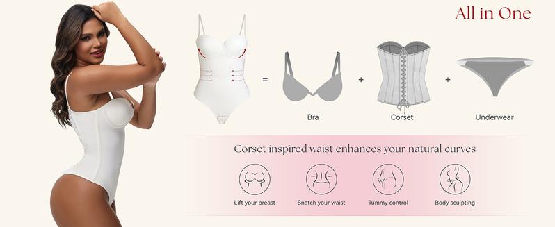 JOSHINE SHAPER Valentine's Day Gifts Large Cup Corset Body Shapewear Women's Strapless Back Tie Basic Sleeveless Pleated Stretch Top Sexy Bodysuit Minimalist Womenswear