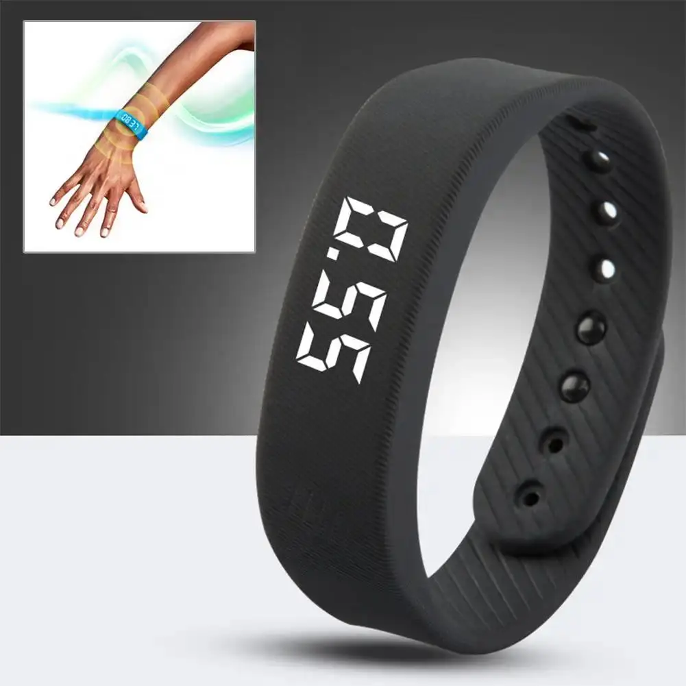 LED Digital Smart Silicone Bracelet with USB Charging, Vibrating Alarm Clock, Waterproof Design, Running Pedometer Monitoring, Screen Display for Electronic Devices