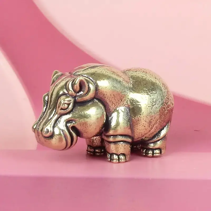 Vintage Brass Hippo Sculpture Decorative Figurine, Heavy Metal Figurine, Handmade Animal Statue for Home Office Desk Decoration, Father's Day Gift, Art Figurine, Collectible Figurines, Figurines For Collectors, Statues Figurines