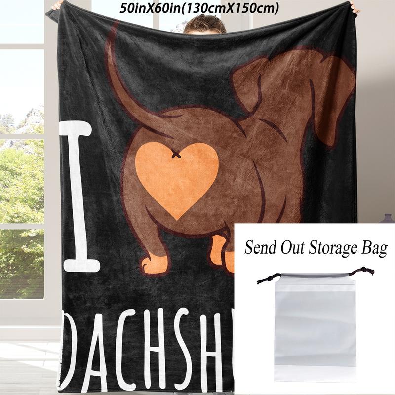 Puppy Pattern Flannel Blanket, 1 Count Soft Throw Blanket with Storage Bag, Napping Blanket for Sofa, Bed, Couch, Travel, Camping, Office