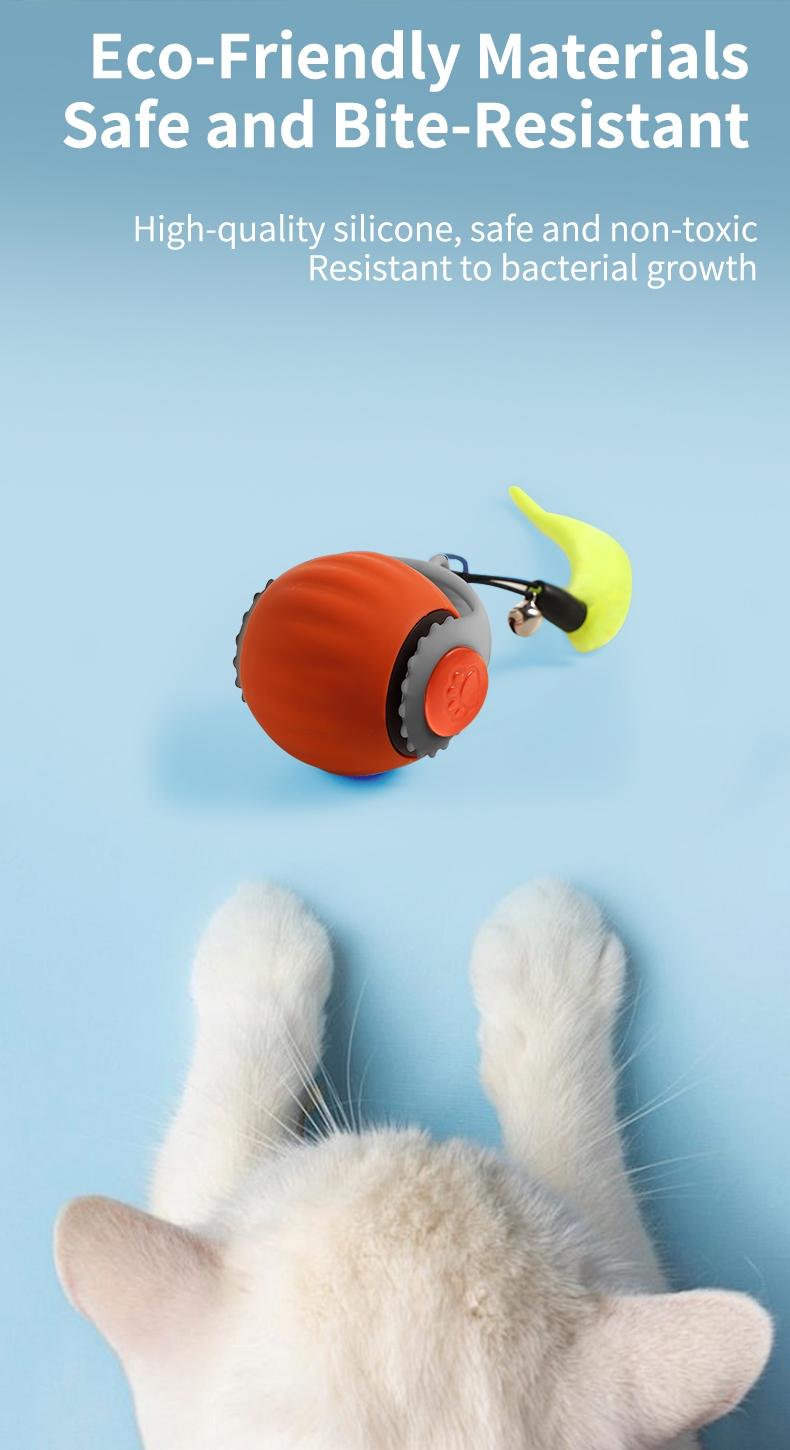 1 fast-moving cat toy ball with tail - automatic rolling ball - intelligent induction activation - can be charged by usb - suitable for large, medium and small cats to play indoors