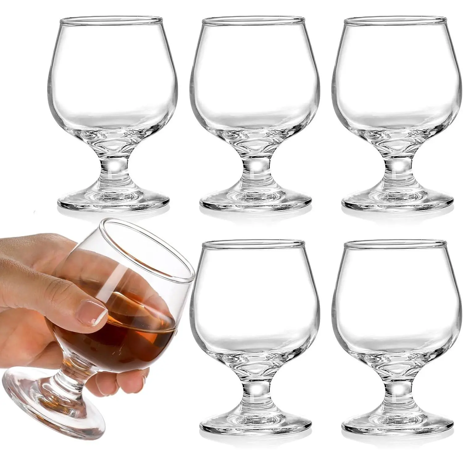 Set of 6 Small Brandy Snifters, 5 oz Shot Glasses, Cute Brandy Cognac Glasses for Scotch, Bourbon, Tequila, Whisky or Spirit