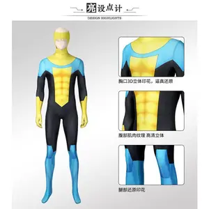 Invincible Mark Grayson Cosplay Fantasia Costume Zentai Jumpsuit for Adult Men Outfits Disguise Halloween Carnival Party Suit
