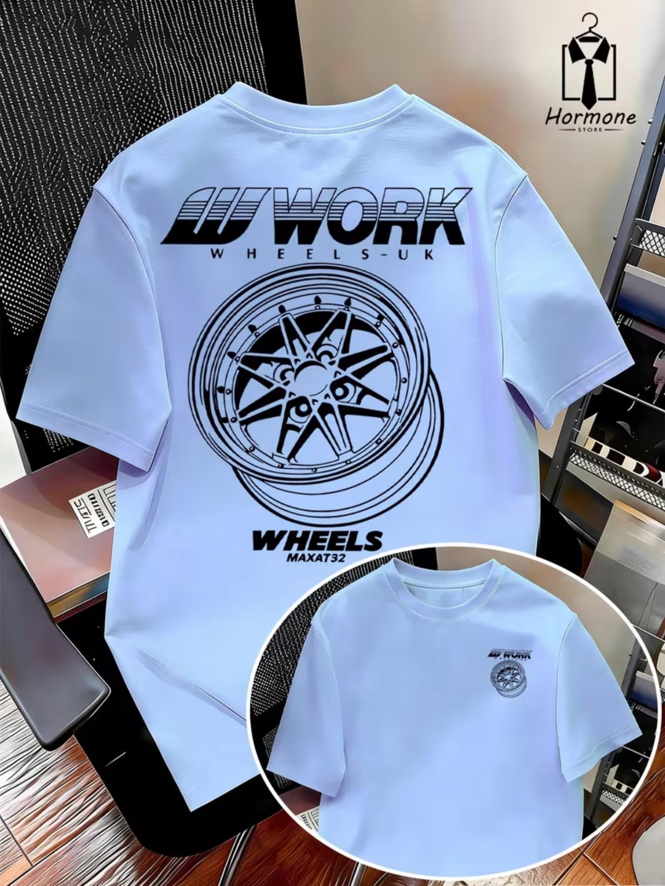 Men's Short Sleeve T-Shirt, Geometric Print, Loose-Fitting, Casual Style, Long Length, Jdm Car Culture, Summer Top