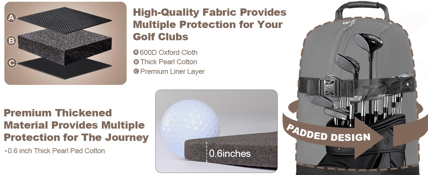 Himal Outdoors Golf Travel Bag - Heavy Duty 600D Polyester Oxford Wear-Resistant, Excellent Zipper Universal Size with Wheels, Soft-Sided Golf Club Travel Cover to Protect Clubs